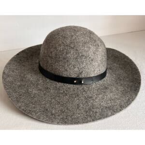 Lucky Brand Gray 100% Wool Felted Hat Wide Brim Womens